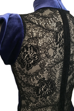 Load image into Gallery viewer, Electric Blue Velvet Tango Dress with Lace Details
