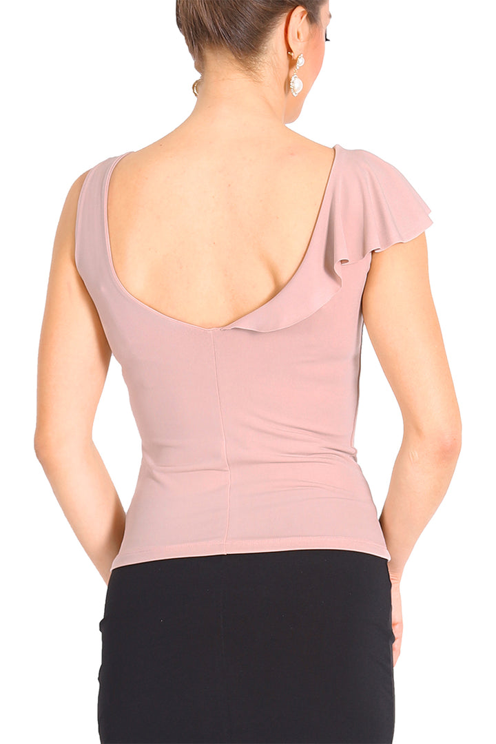 Nude Pink Jersey Tango Top with Ruffles