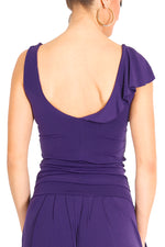 Load image into Gallery viewer, Purple Jersey Tango Top with Ruffles