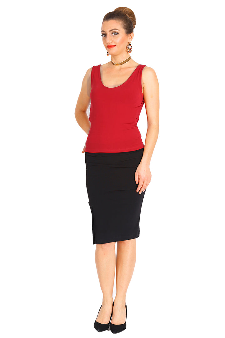 Red Tango Top With Back Draping and Strap