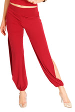 Load image into Gallery viewer, Red Gathered Tango Pants With Slits