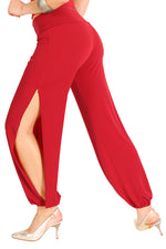 Load image into Gallery viewer, Red Gathered Tango Pants With Slits