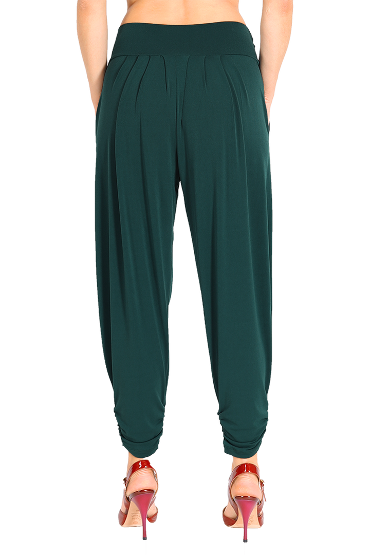 Harem Style Tango Pants with Pleated Front - Forest green