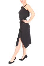 Load image into Gallery viewer, Black One-shoulder Asymmetric Tango Dress
