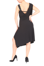 Load image into Gallery viewer, Black One-shoulder Asymmetric Tango Dress