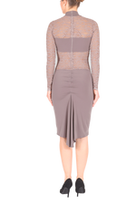Load image into Gallery viewer, Elephant Gray Tango Dress With Lace Details And Ruched Fishtail Skirt