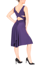 Load image into Gallery viewer, Purple tango dress with crisscross back and rich back draping
