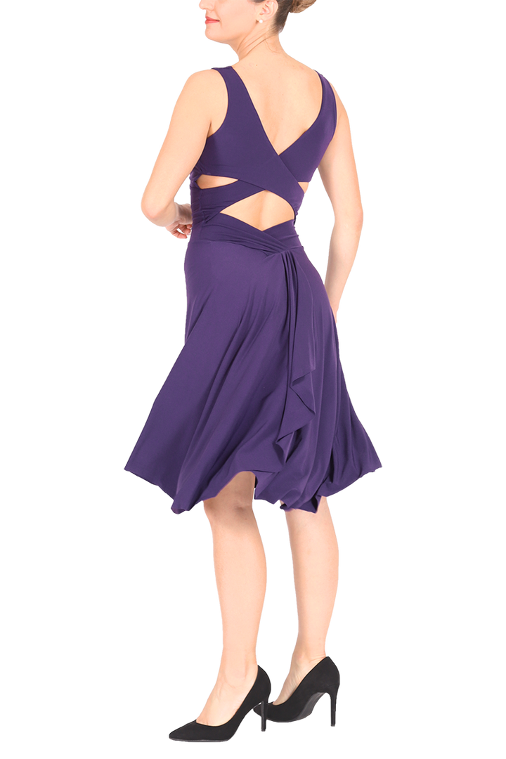 Purple tango dress with crisscross back and rich back draping