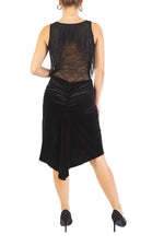 Load image into Gallery viewer, Black Tango Dress With Tulle Details And Ruched Velvet Fishtail Skirt