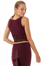 Load image into Gallery viewer, Eggplant Tango Crop Top with Lace