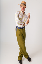 Load image into Gallery viewer, Olive Green Viscose Tango Pants With Front &amp; Back Pleat