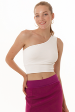 Load image into Gallery viewer, One Shoulder Crop Top With A Side Cutout
