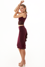 Load image into Gallery viewer, Eggplant Skirt With Satin Back Ruffles