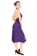 Load image into Gallery viewer, Purple Gathered Tango Skirt with Slits