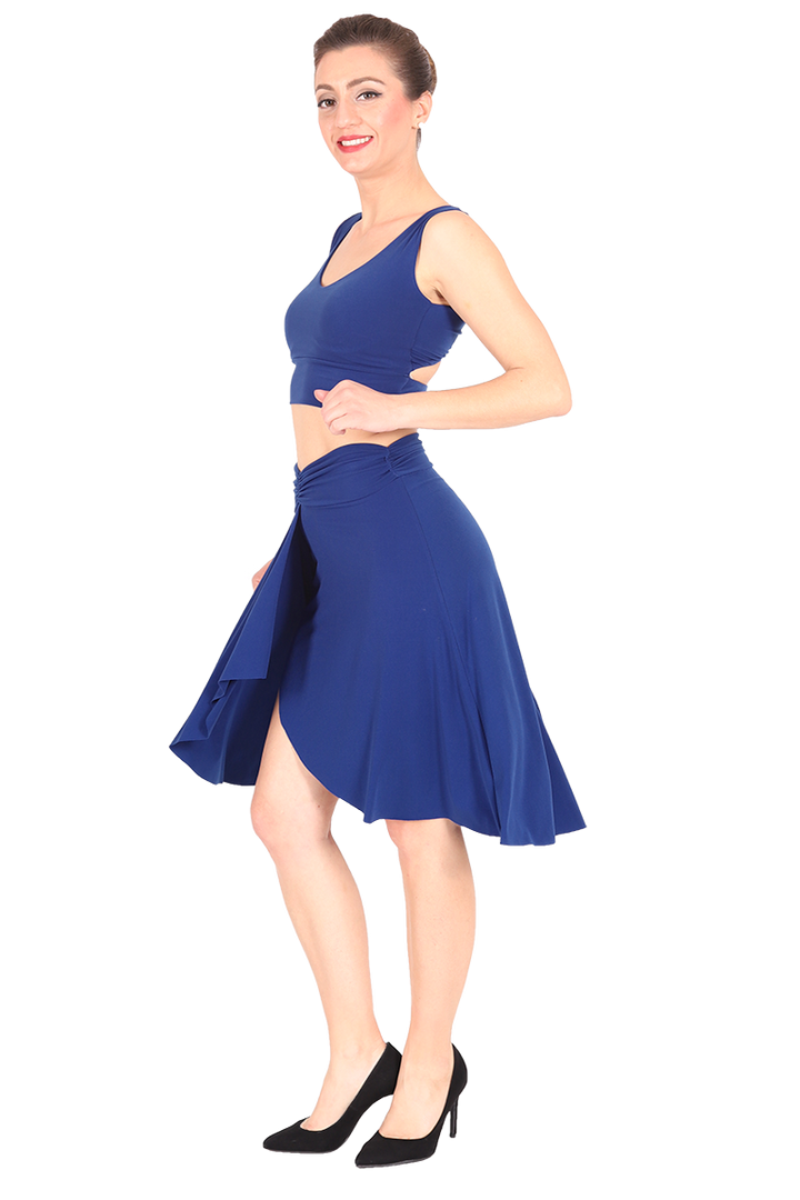 Electric Blue Tango Skirt with Panel