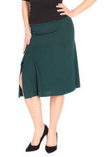 Load image into Gallery viewer, Forest Green Tango Dance Skirt With Slits