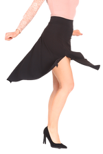 Load image into Gallery viewer, Tango dance skirt with rich back draping - black