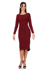 Load image into Gallery viewer, Red Sparkling Keyhole Back Long-Sleeved Fishtail Dress