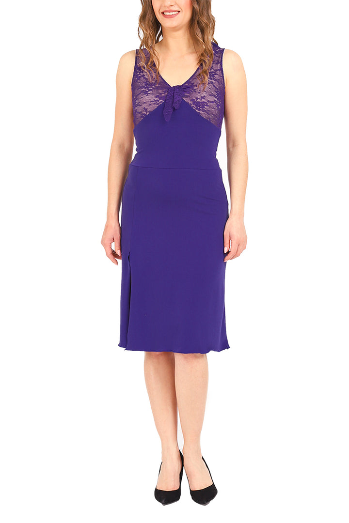 Tango Dress with Ruffles and Open Back - Purple