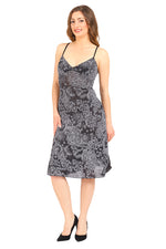 Load image into Gallery viewer, Black lace-up milonga dress with rich satin ruffles