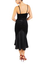 Load image into Gallery viewer, Black Velvet Fishtail Tango Dress