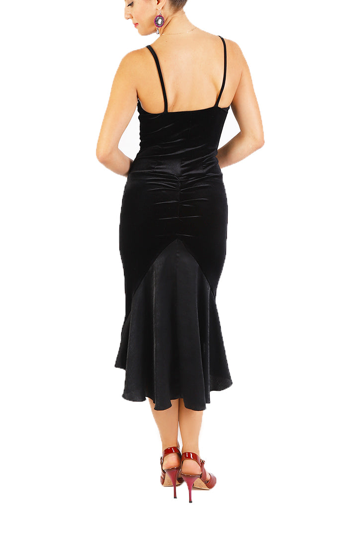 Black Velvet Fishtail Tango Dress
