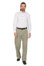 Load image into Gallery viewer, Beige Checked Men&#39;s Tango Pants With Two Pleats