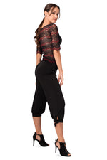 Load image into Gallery viewer, Black Blouse With Lace Back And Sleeves
