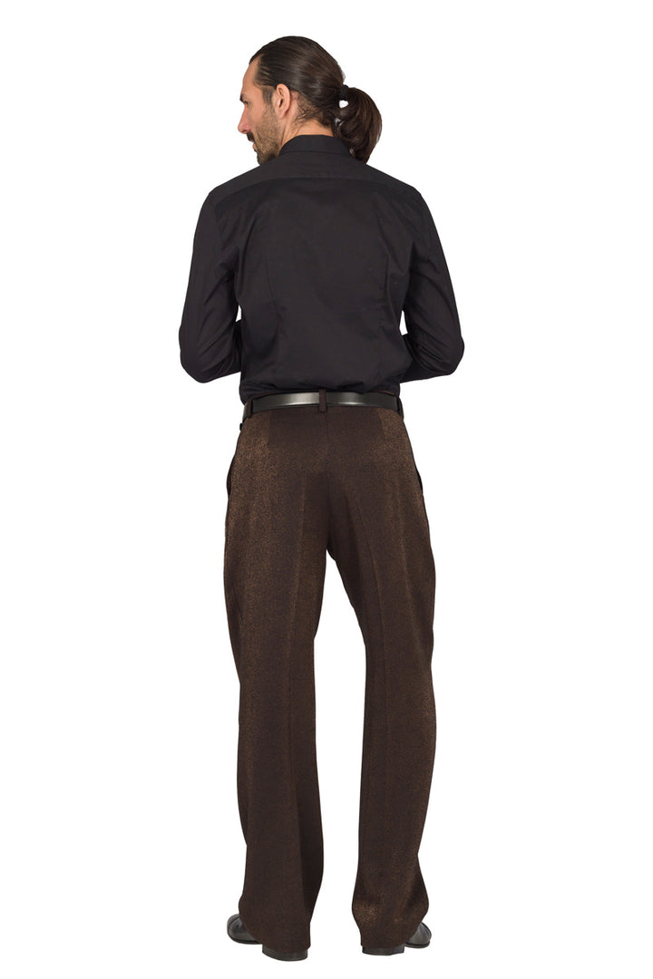 Black Bronze Effect Tango Pants With Two Pleats