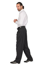 Load image into Gallery viewer, Black Fine Striped Tango Pants With Front And Back Pleat