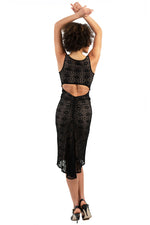Load image into Gallery viewer, Black Lace Fishtail Keyhole Tango Dress
