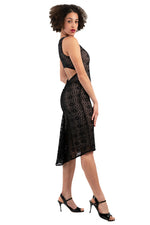 Load image into Gallery viewer, Black Lace Fishtail Keyhole Tango Dress