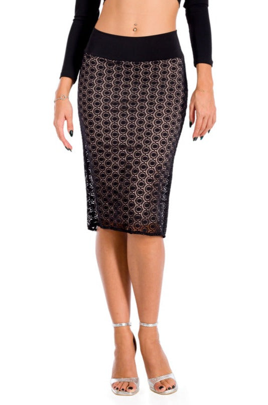 Black Lace Fishtail Tango Skirt