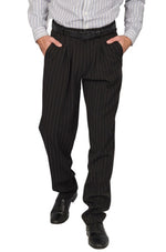 Load image into Gallery viewer, Black Striped Tango Pants With Three Inverted Pleats 
