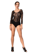 Load image into Gallery viewer, Black Tulle Bodysuit With Long Sleeves