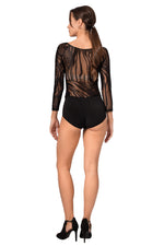 Load image into Gallery viewer, Black Tulle Bodysuit With Long Sleeves