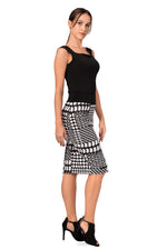 Load image into Gallery viewer, Black and White Allover Houndstooth Pattern Pencil Skirt