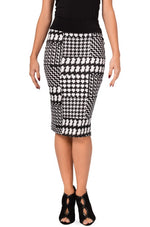 Load image into Gallery viewer, Black and White Allover Houndstooth Pattern Pencil Skirt