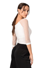 Load image into Gallery viewer, Blouse With Dotted Tulle Sleeves