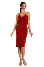 Load image into Gallery viewer, Brick Red Fishtail Dress With Spaghetti Straps