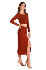 Load image into Gallery viewer, Brick Red Wrap Cropped Culottes