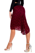 Load image into Gallery viewer, Burgundy Lace Fishtail Tango Skirt
