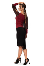 Load image into Gallery viewer, Burgundy Top With Long Lamé Split Sleeves