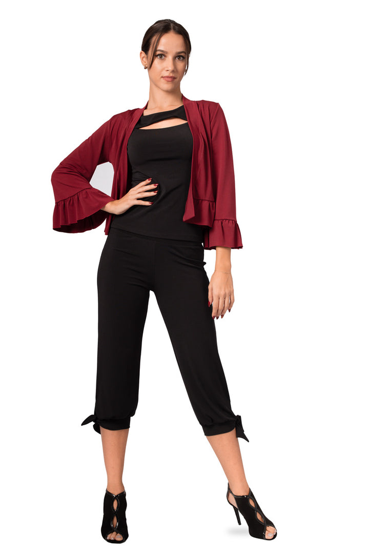 Crop Jacket With Ruffle Details