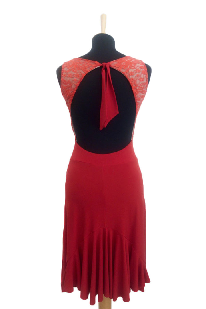 Red Tango Dress with Ruffles and Open Back