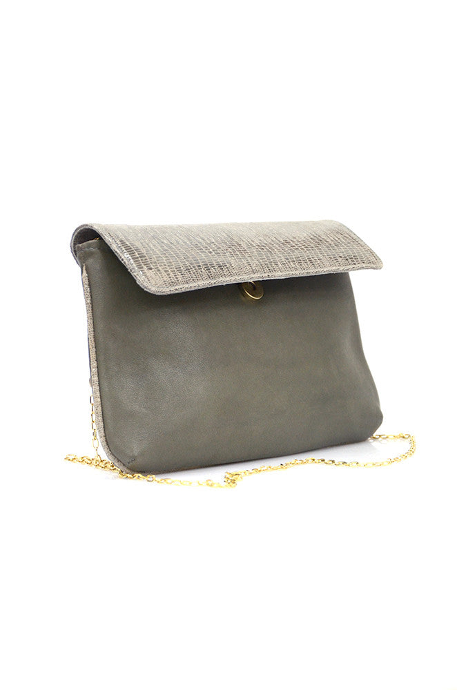 conDiva Olive Green Snake-print Shoulder Bag