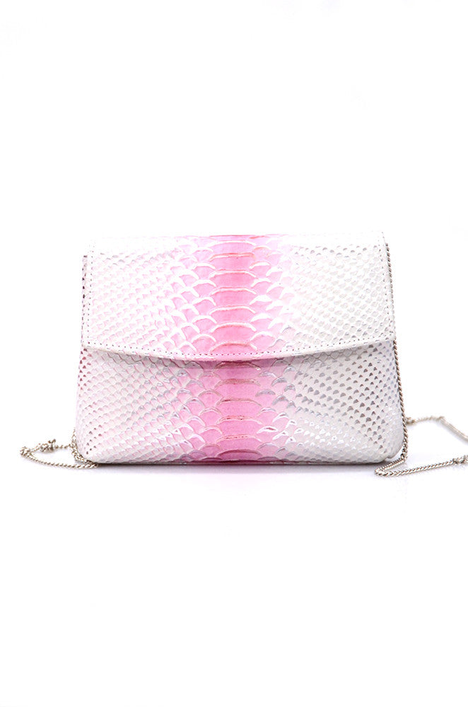 conDiva White and Pink Leather Shoulder Bag