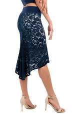 Load image into Gallery viewer, Dark Blue Lace Fishtail Skirt