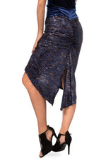 Load image into Gallery viewer, Dark Blue Paillette Fishtail Skirt With Velvet Waistband