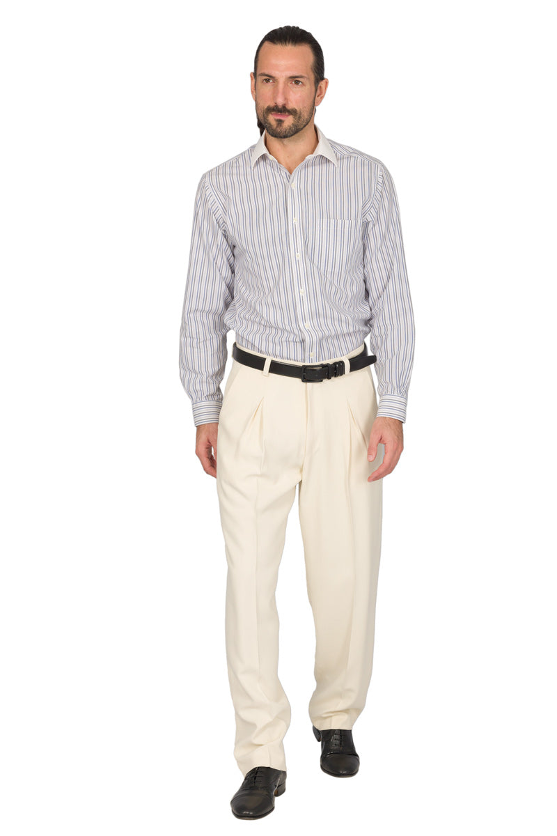 Ecru Men's Tango Pants With Front And Back Pleat | Tango Attire